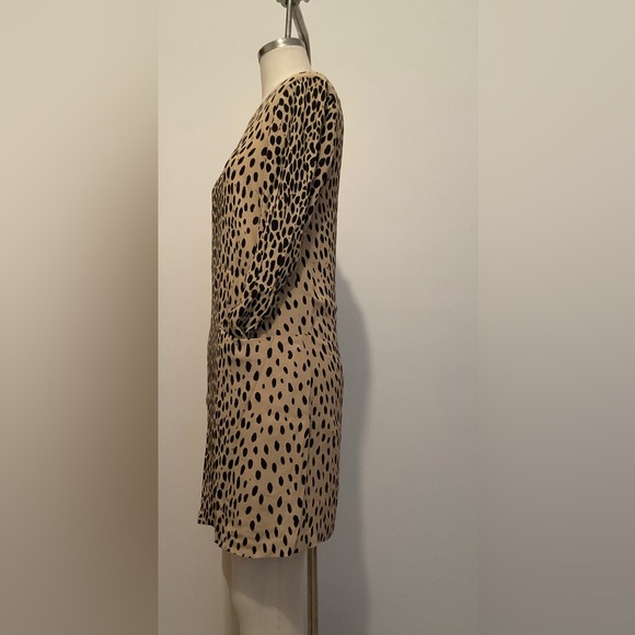 J Crew Tan and Black Animal Print Knee Length Shift with slash pockets. - Picture 5 of 11